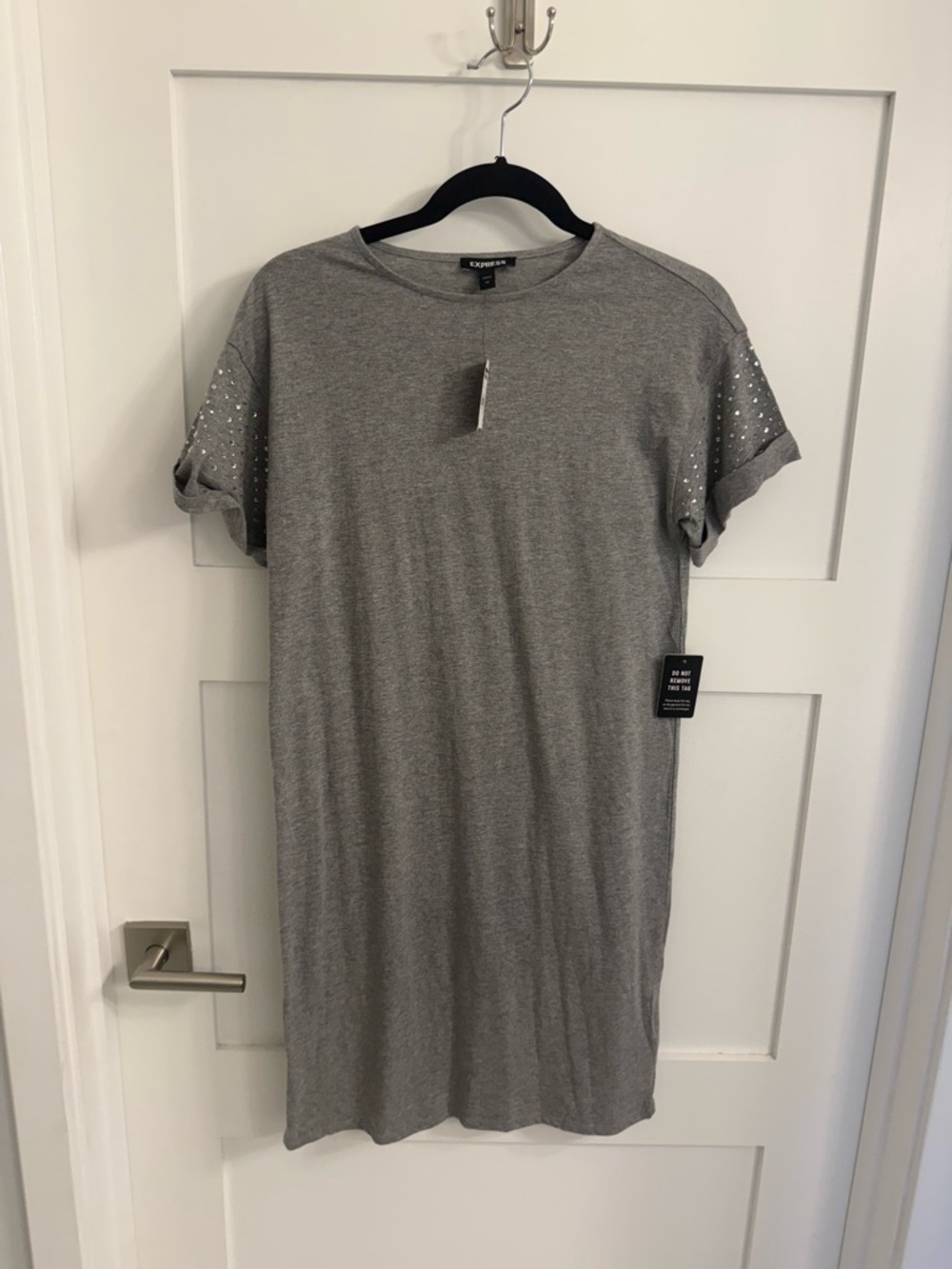 Express Gray Rhinestone Sleeve Mini Dress